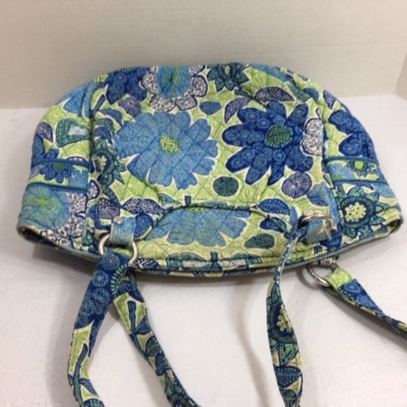 Vera Bradley Quilted Blue Green White Multi Compartments Quilted Shoulder Bag - Picture 9 of 16